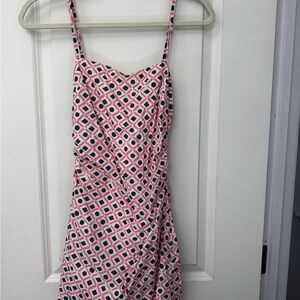 Lulu's Pink and Navy Geometric Dress